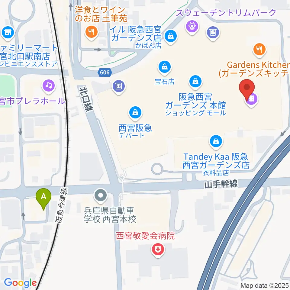 HMV阪急西宮ガーデンズ周辺のホテル一覧地図