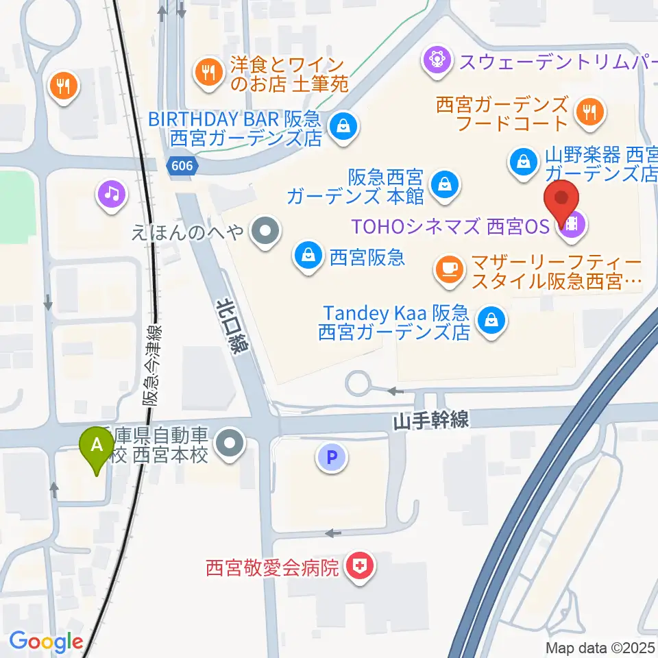 HMV阪急西宮ガーデンズ周辺のホテル一覧地図
