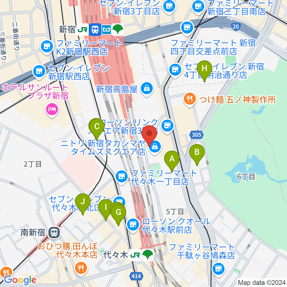 紀伊國屋サザンシアターTAKASHIMAYA周辺のホテル一覧地図