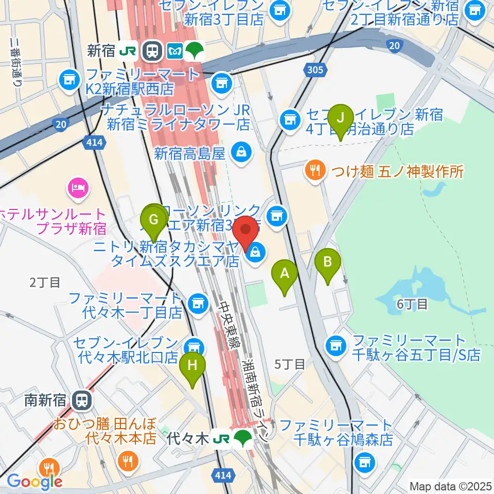 紀伊國屋サザンシアターTAKASHIMAYA周辺のホテル一覧地図