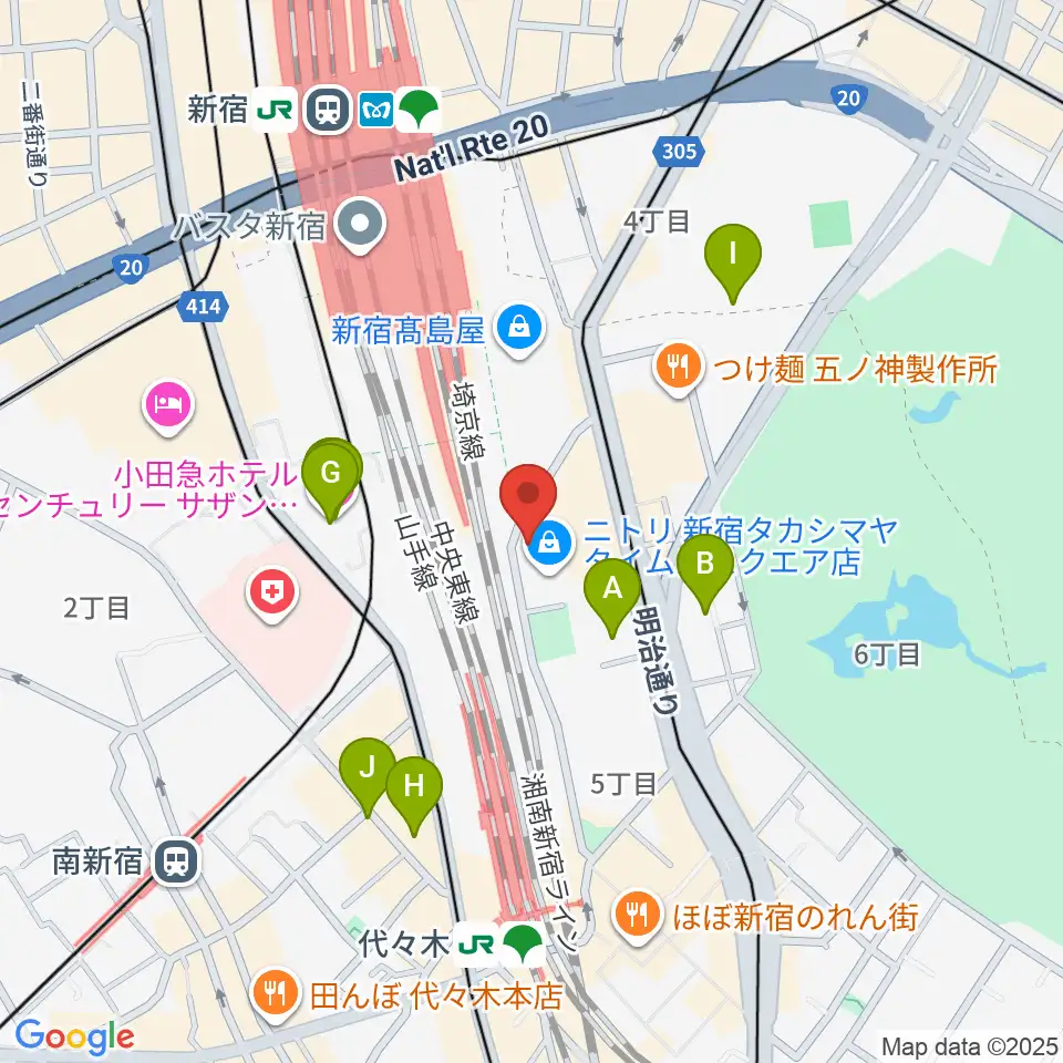 紀伊國屋サザンシアターTAKASHIMAYA周辺のホテル一覧地図