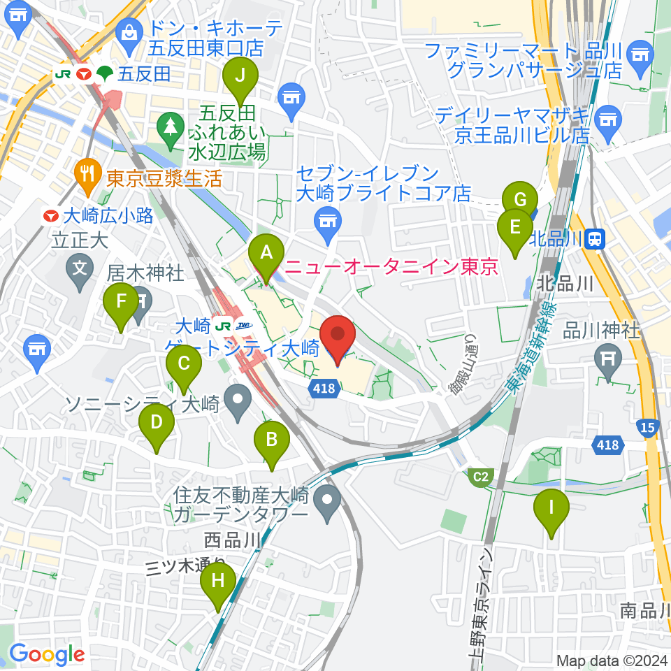 ゲートシティホール＆ルーム周辺のホテル一覧地図