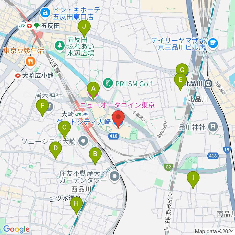 ゲートシティホール＆ルーム周辺のホテル一覧地図