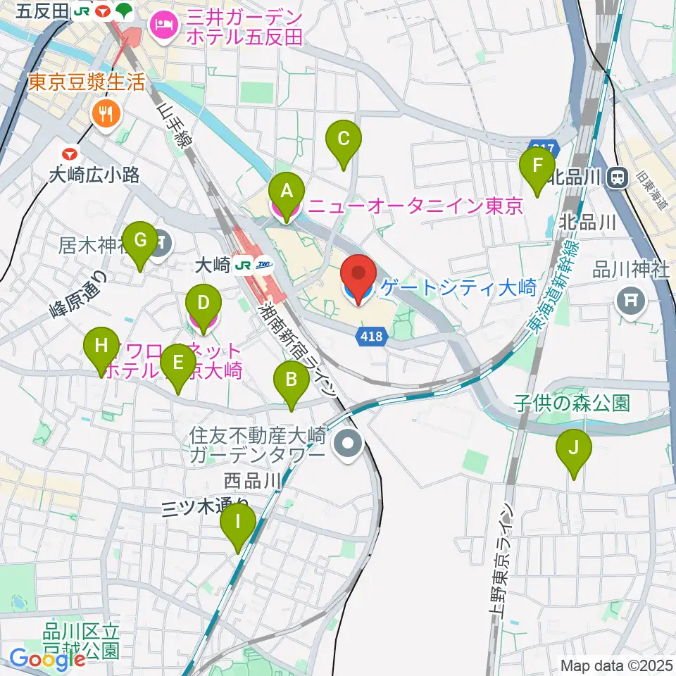 ゲートシティホール&ルーム周辺のホテル一覧地図