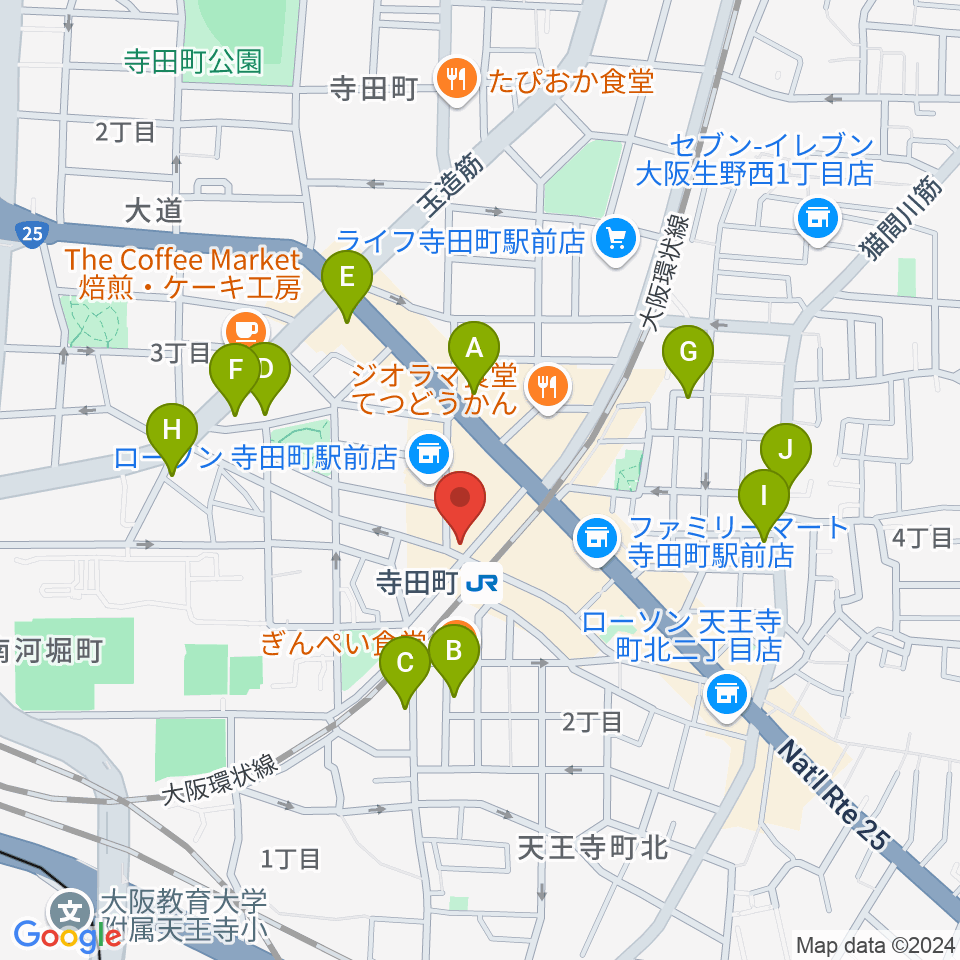 寺田町Fireloop周辺のホテル一覧地図