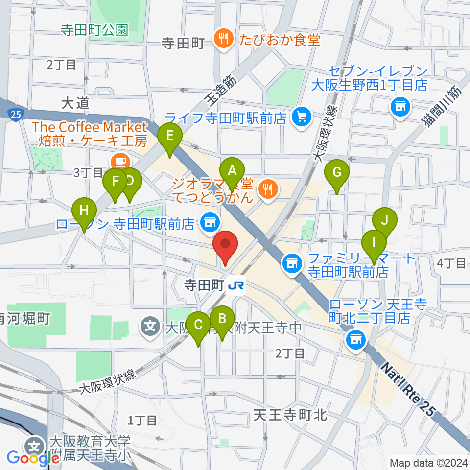 寺田町Fireloop周辺のホテル一覧地図