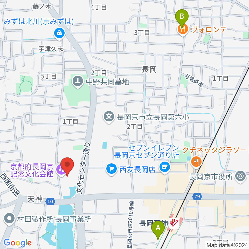 京都府長岡京記念文化会館周辺のホテル一覧地図