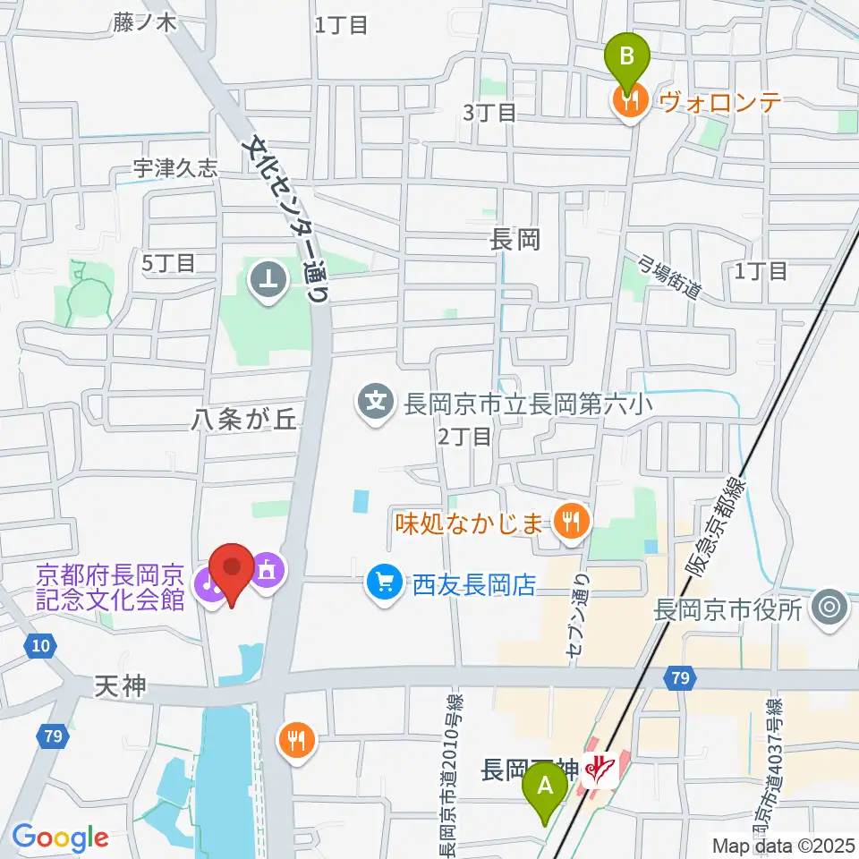 京都府長岡京記念文化会館周辺のホテル一覧地図
