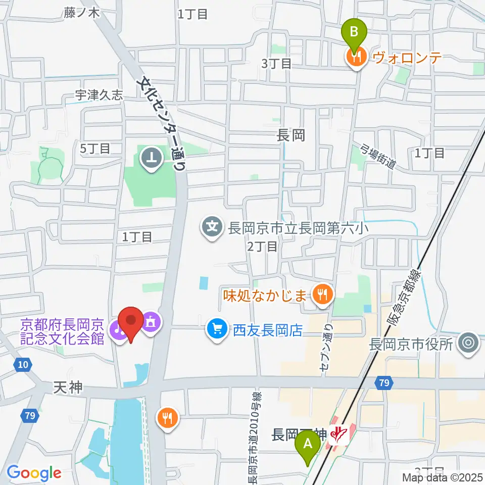 京都府長岡京記念文化会館周辺のホテル一覧地図