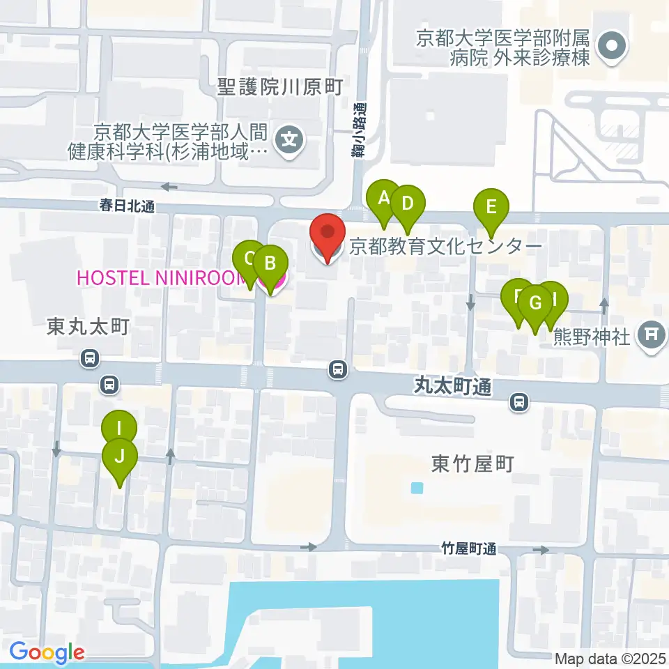 京都教育文化センター周辺のホテル一覧地図