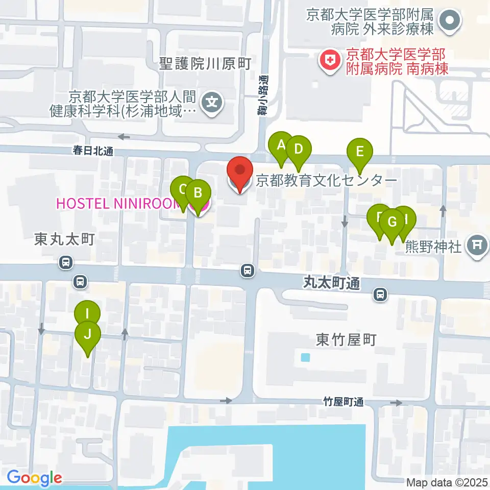京都教育文化センター周辺のホテル一覧地図