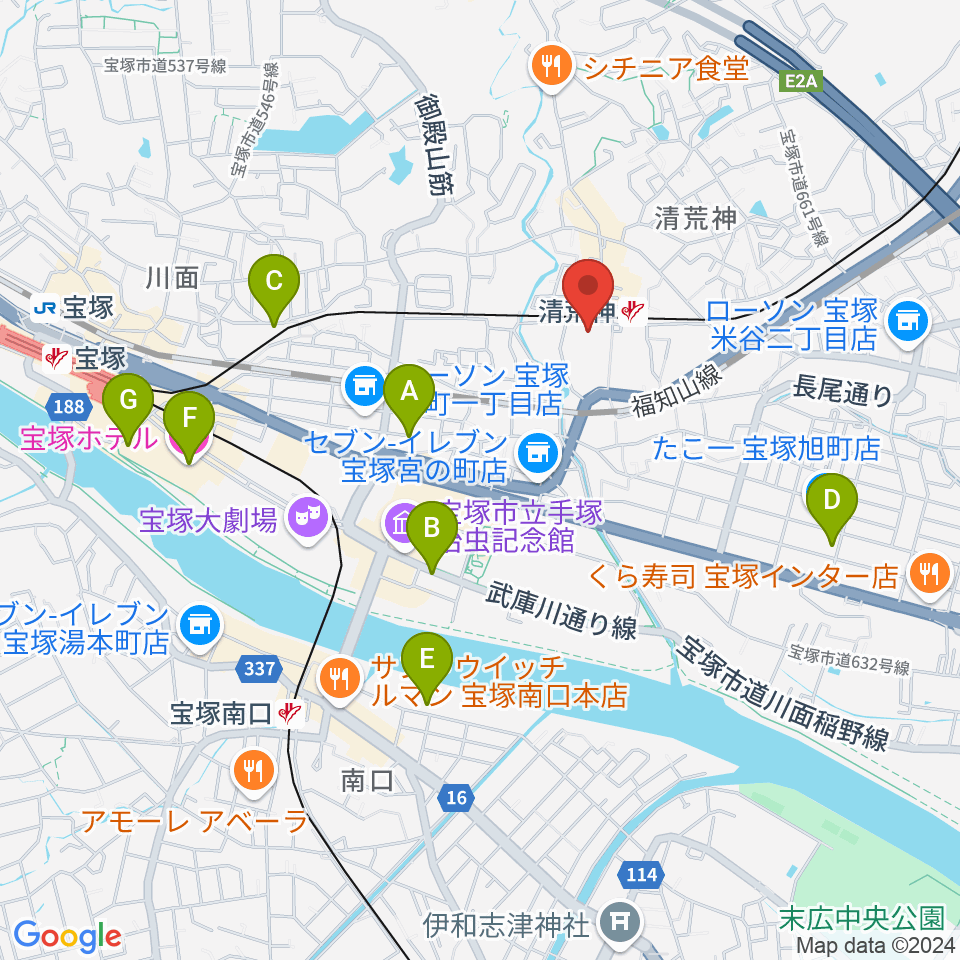 宝塚ベガ・ホール周辺のホテル一覧地図