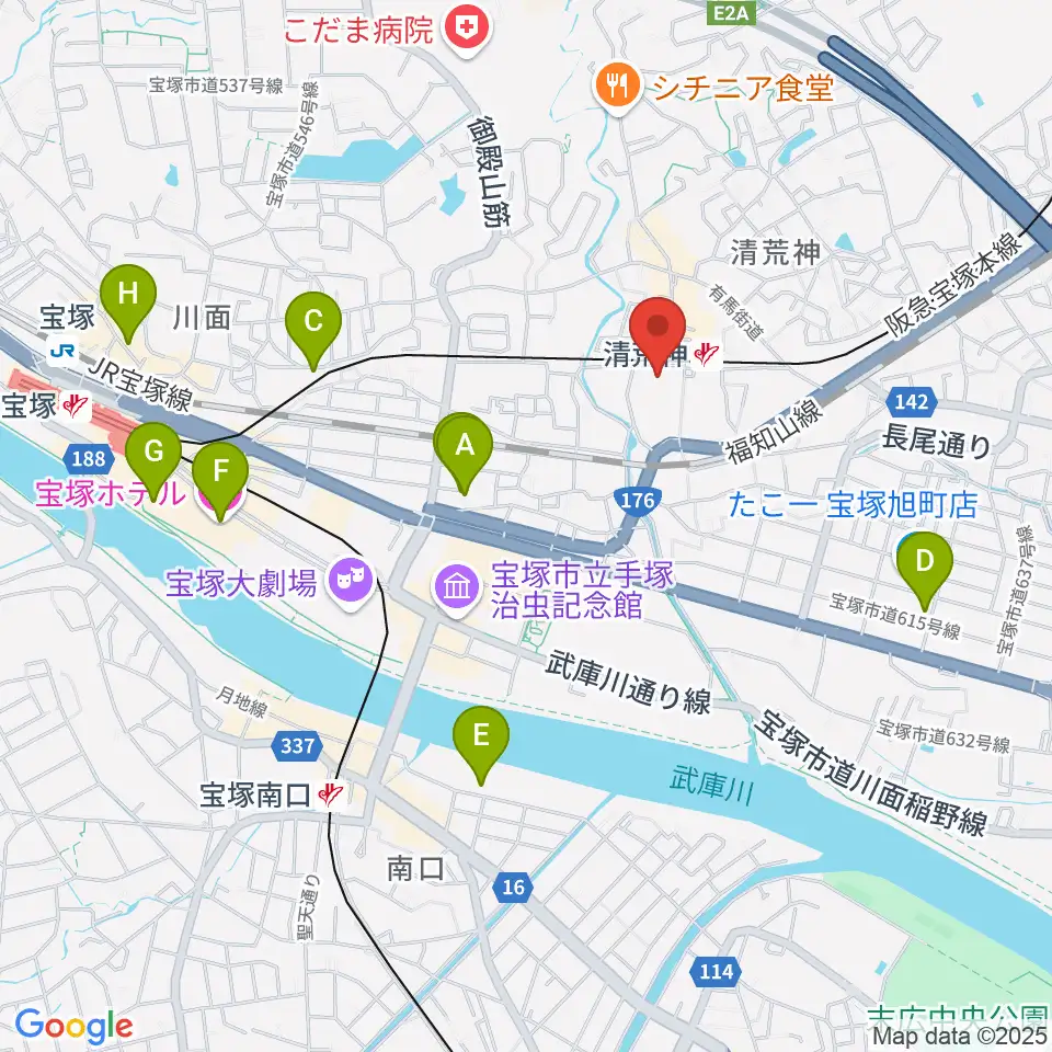 宝塚ベガ・ホール周辺のホテル一覧地図