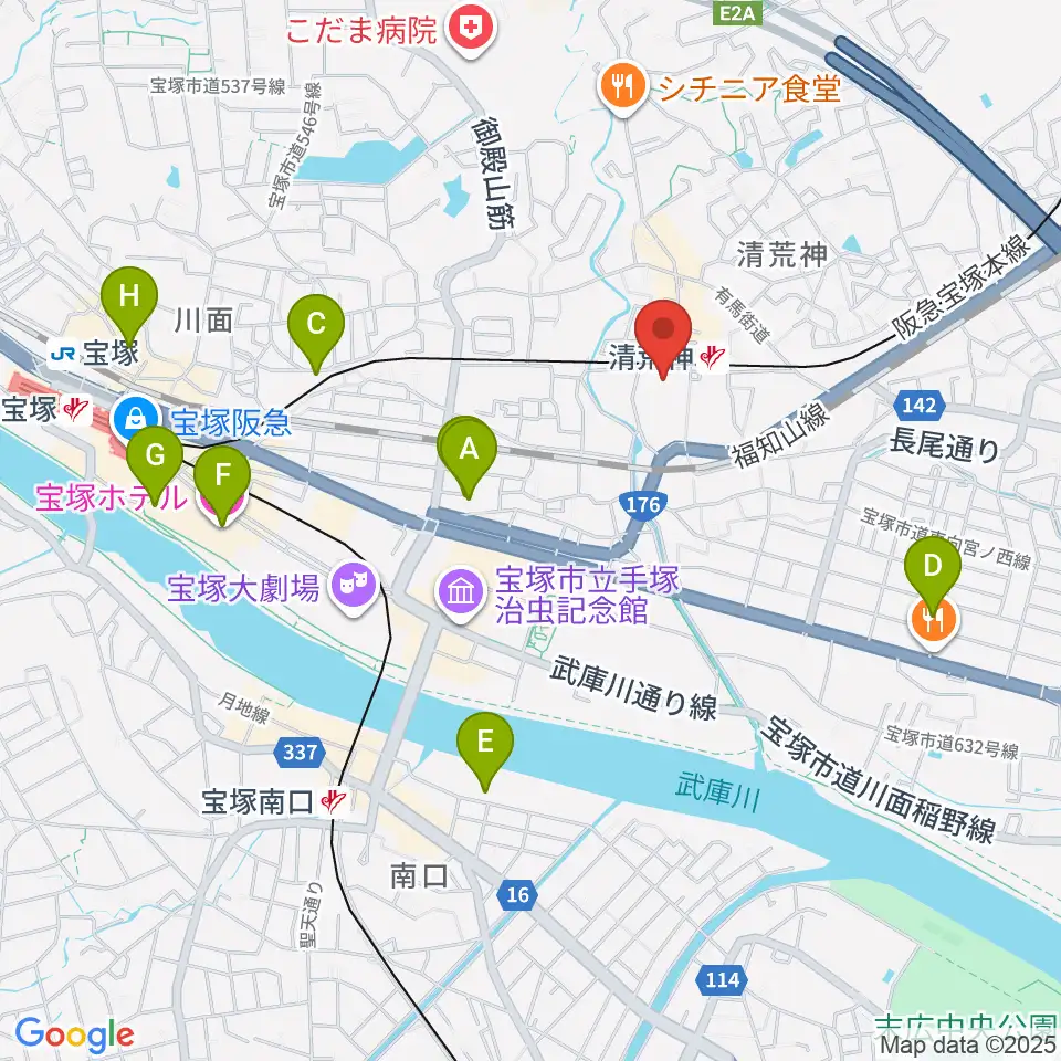 宝塚ベガ・ホール周辺のホテル一覧地図