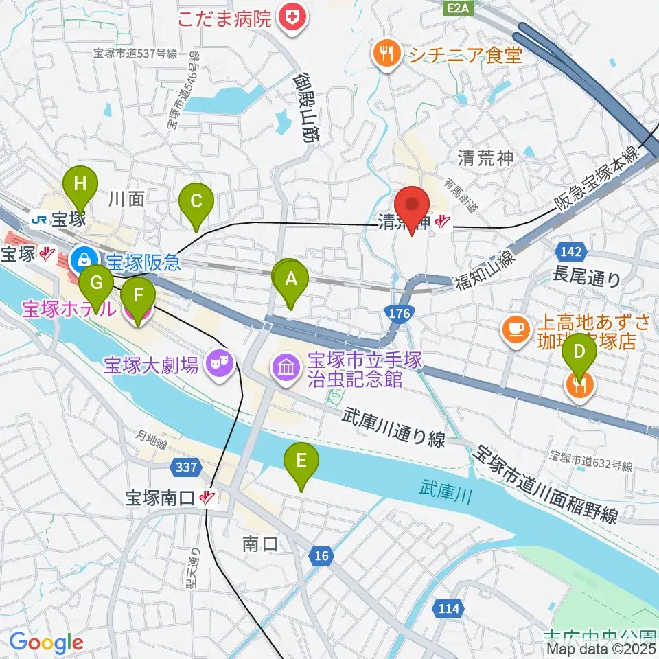 宝塚ベガ・ホール周辺のホテル一覧地図