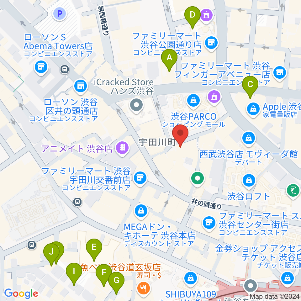 渋谷GARRET周辺のホテル一覧地図