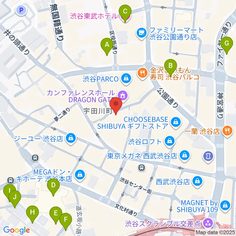 渋谷GARRET周辺のホテル一覧地図