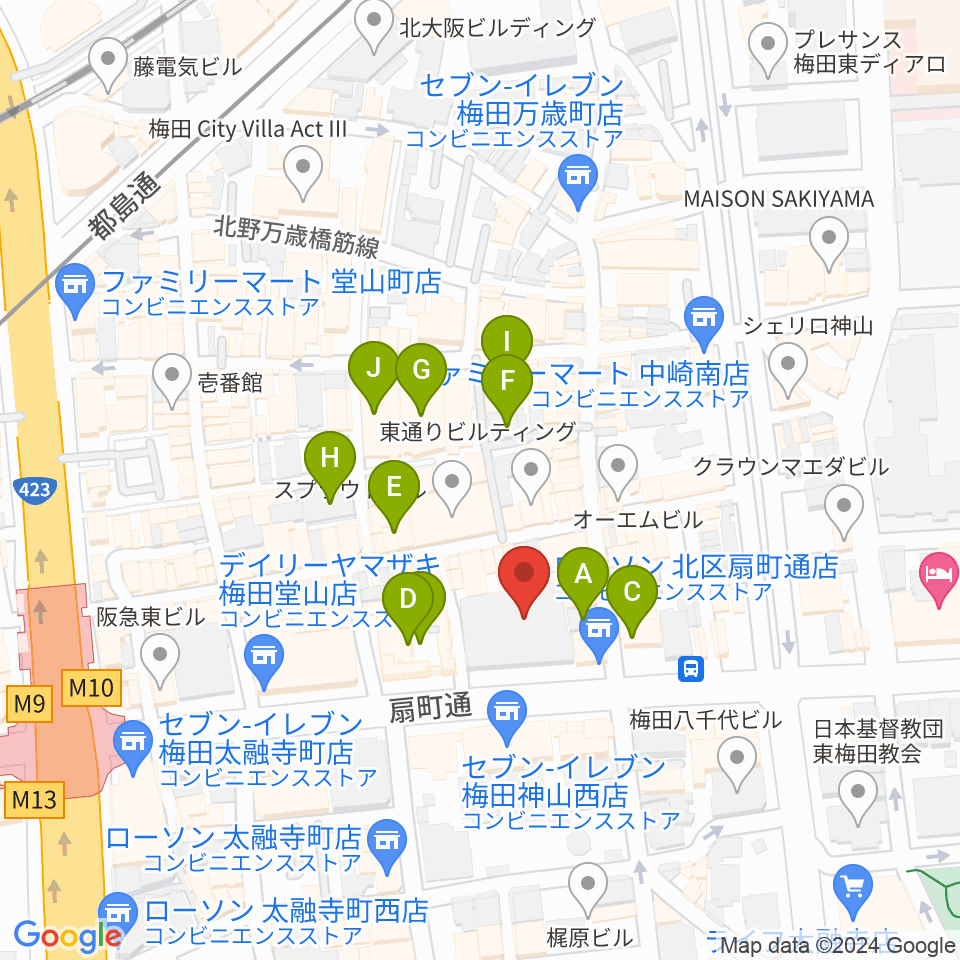 梅田Zeela周辺のホテル一覧地図