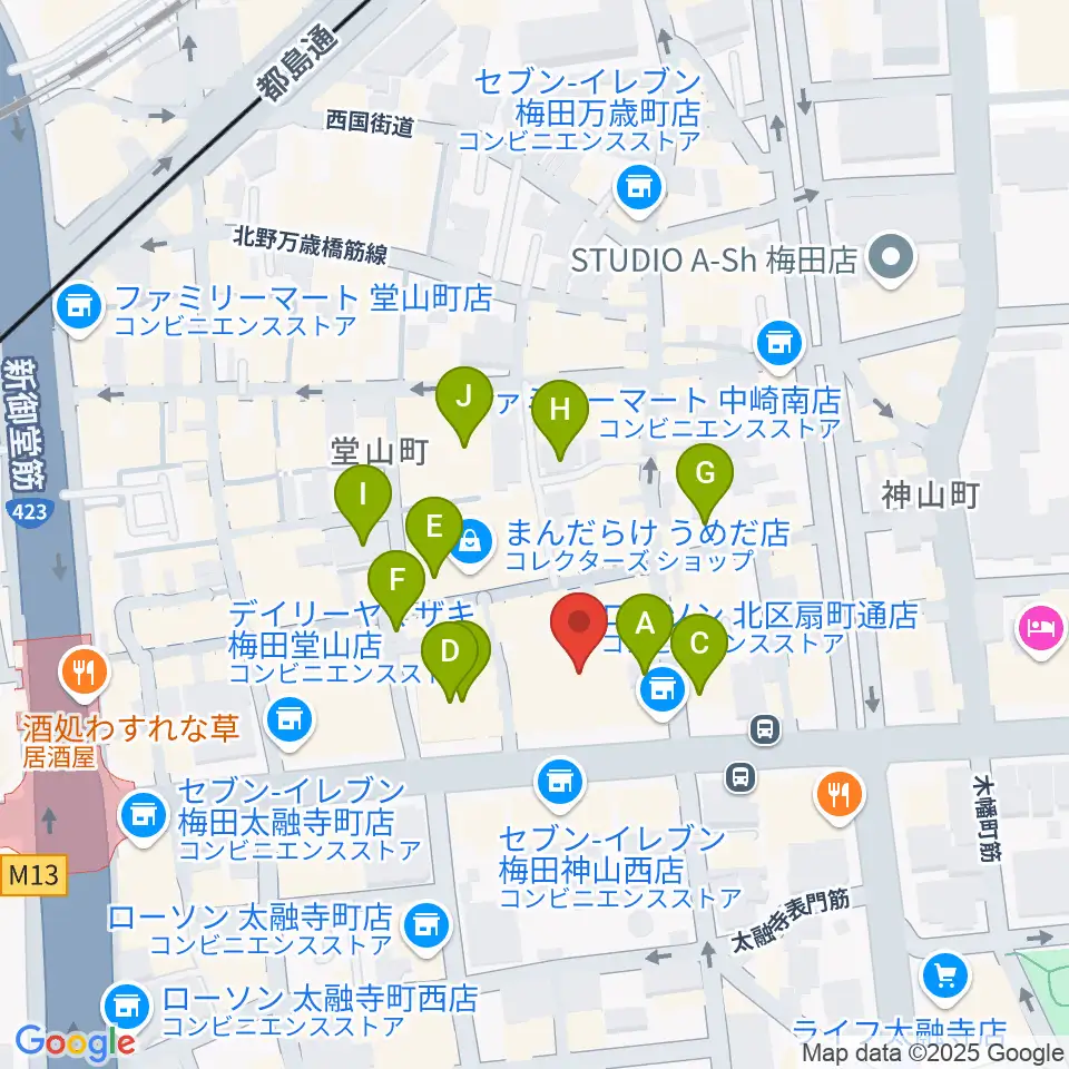 梅田Zeela周辺のホテル一覧地図