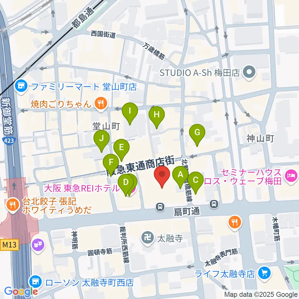 梅田Zeela周辺のホテル一覧地図