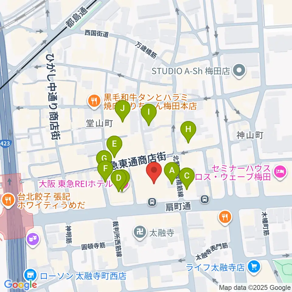 梅田Zeela周辺のホテル一覧地図