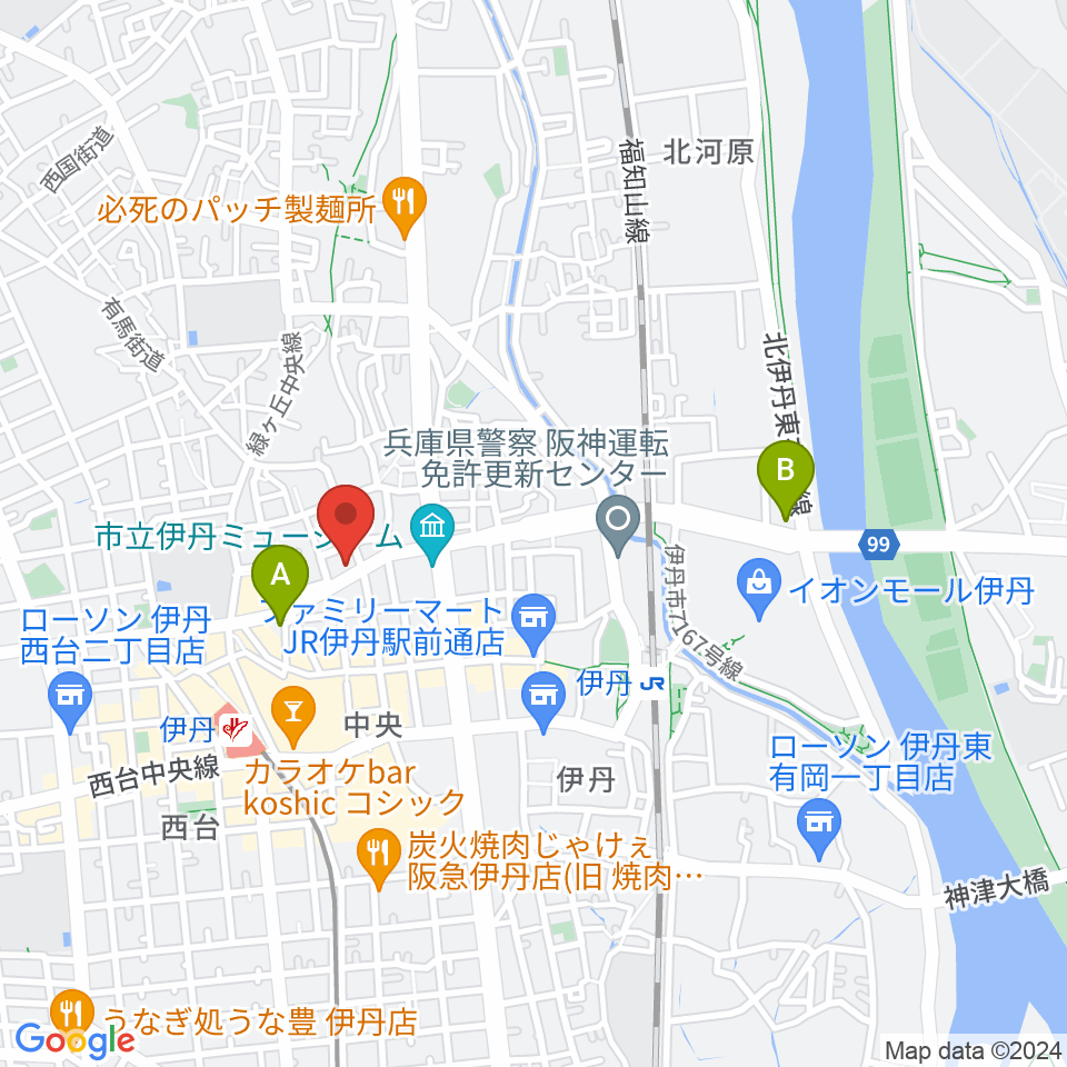 伊丹アイフォニックホール周辺のホテル一覧地図