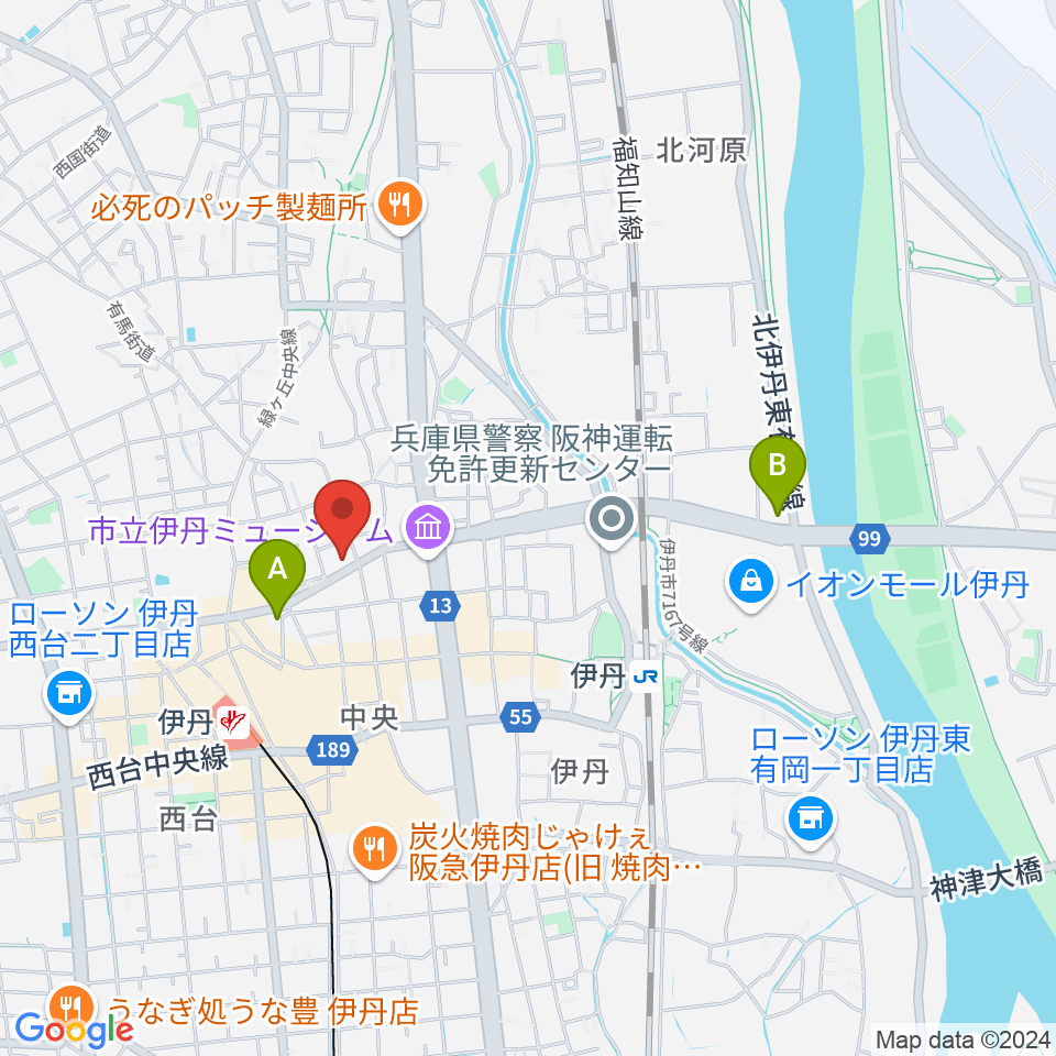 伊丹アイフォニックホール周辺のホテル一覧地図