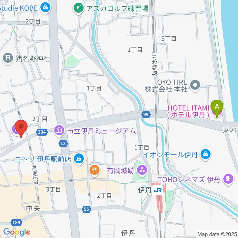伊丹アイフォニックホール周辺のホテル一覧地図