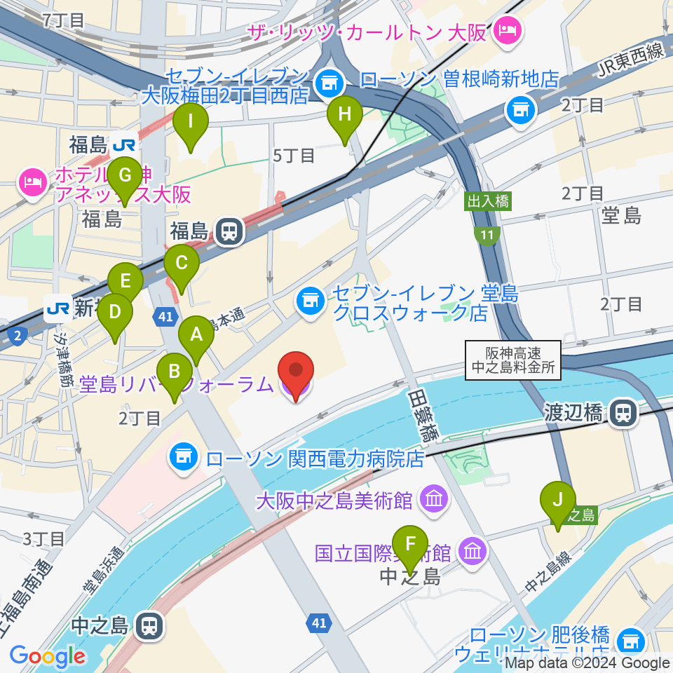 堂島リバーフォーラム周辺のホテル一覧地図