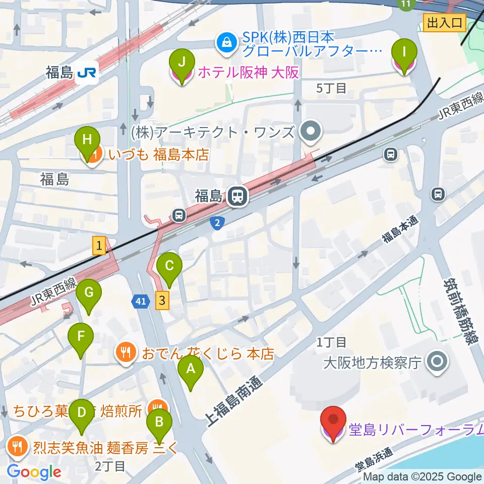 堂島リバーフォーラム周辺のホテル一覧地図