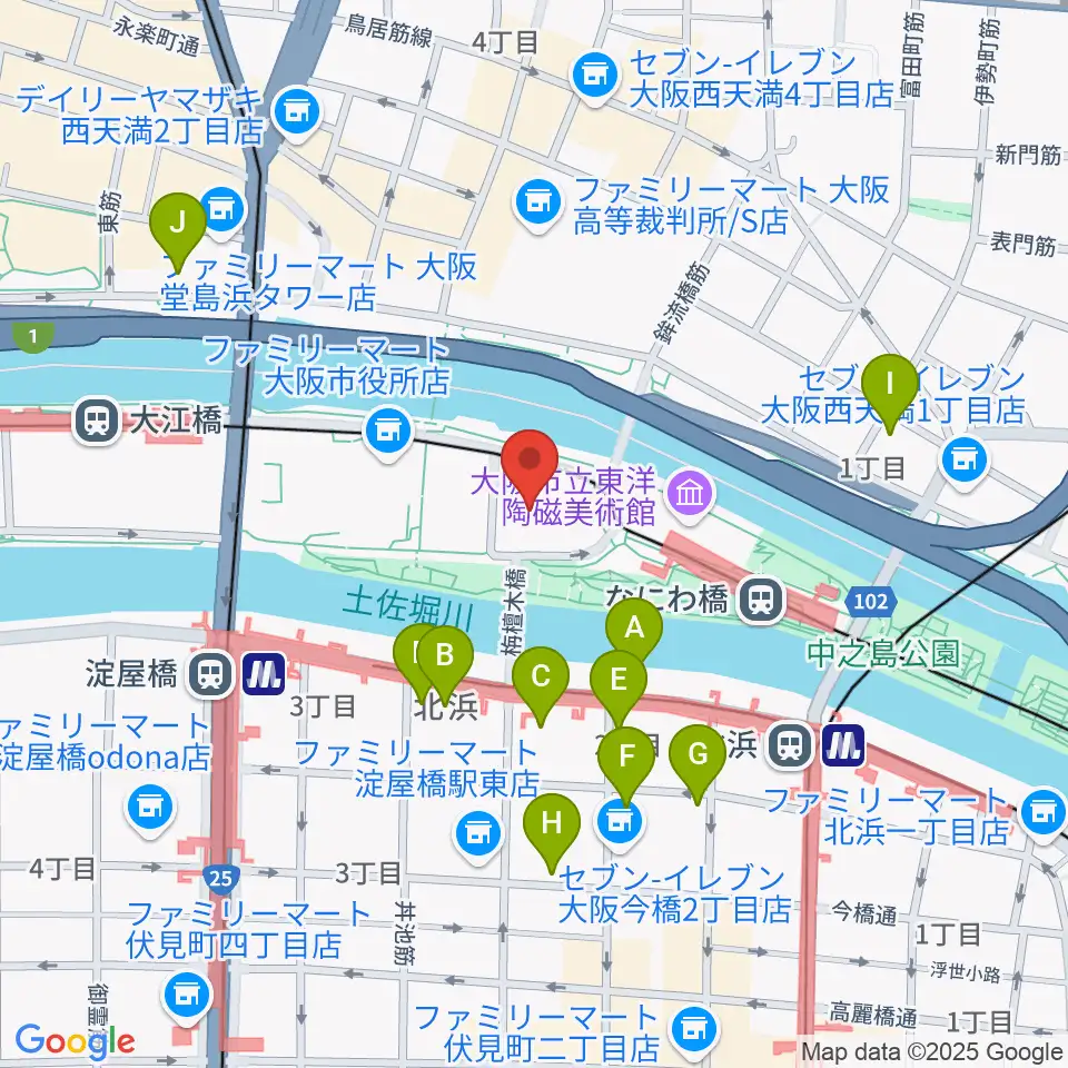 大阪市中央公会堂周辺のホテル一覧地図