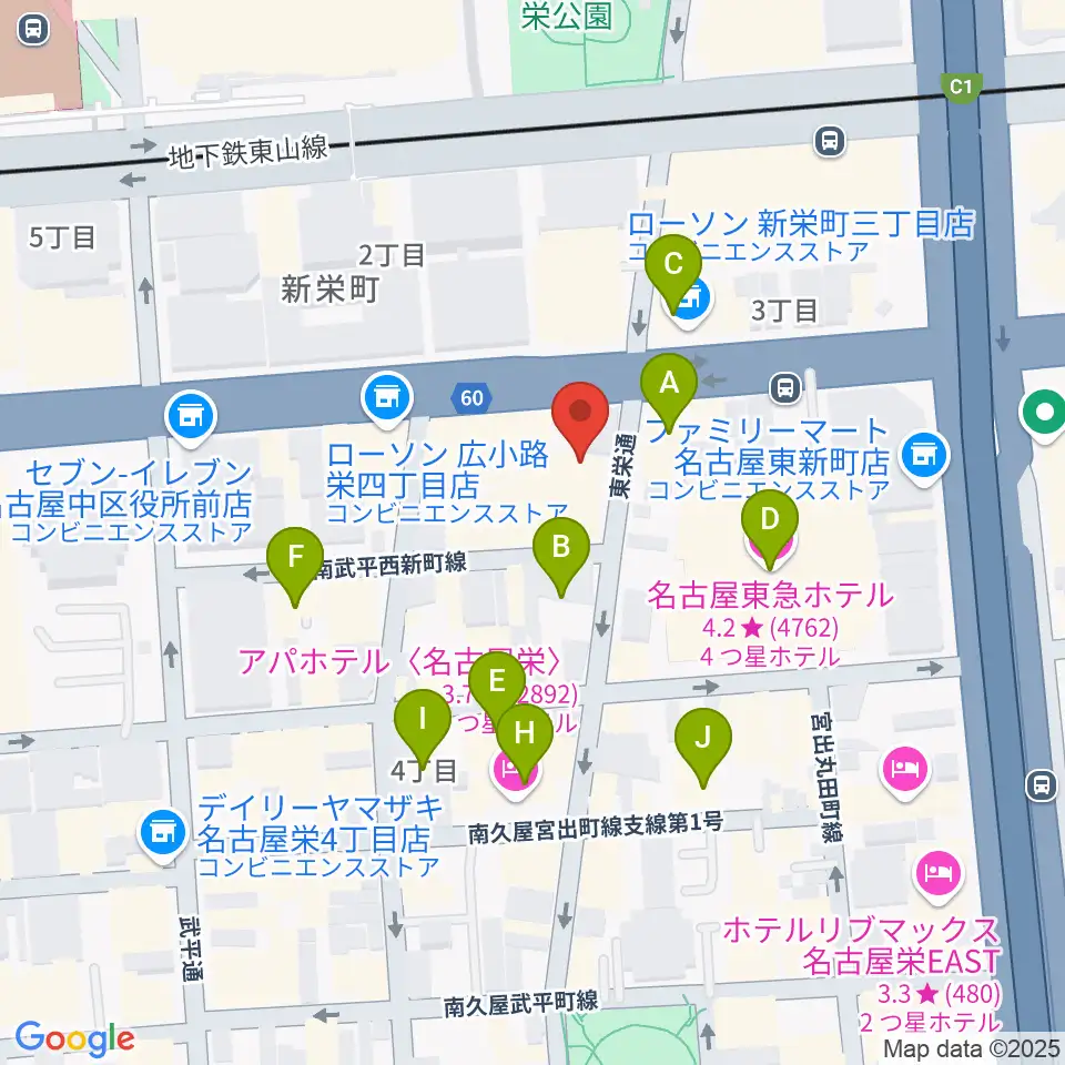 宗次ホール周辺のホテル一覧地図