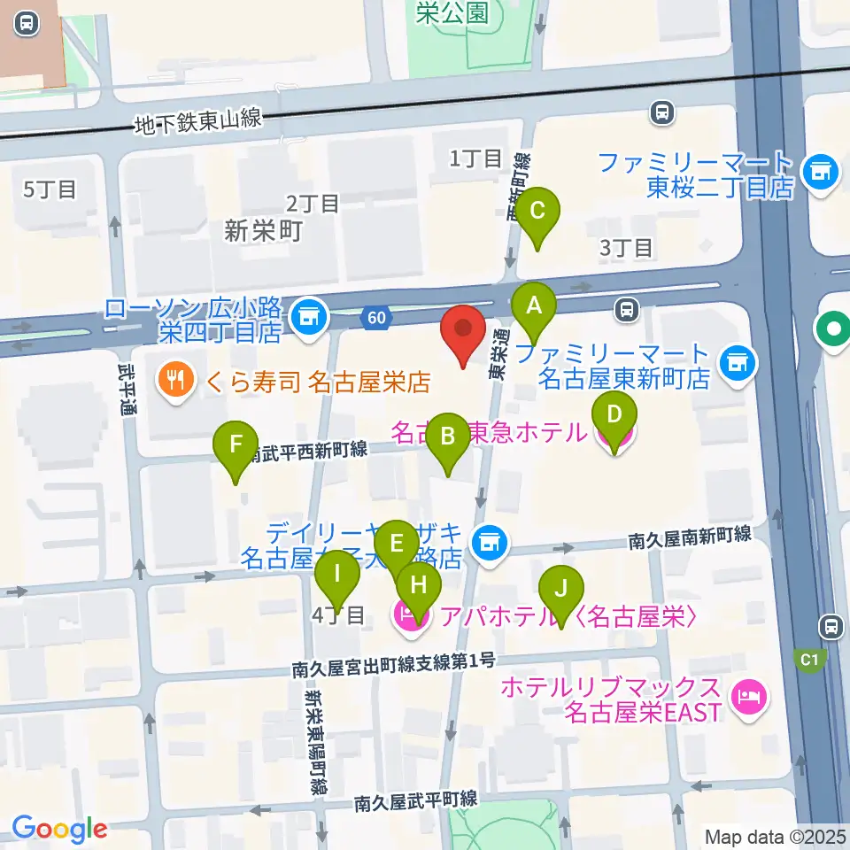 宗次ホール周辺のホテル一覧地図