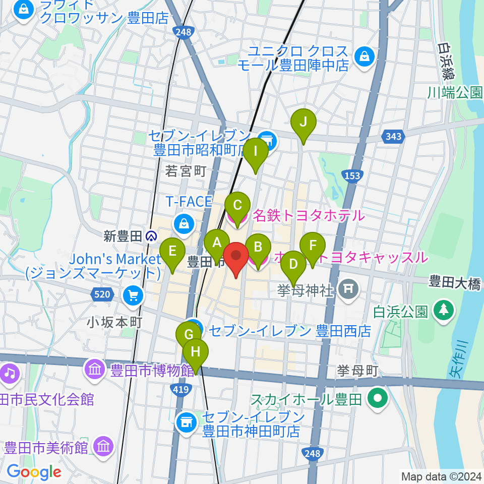 豊田市コンサートホール周辺のホテル一覧地図