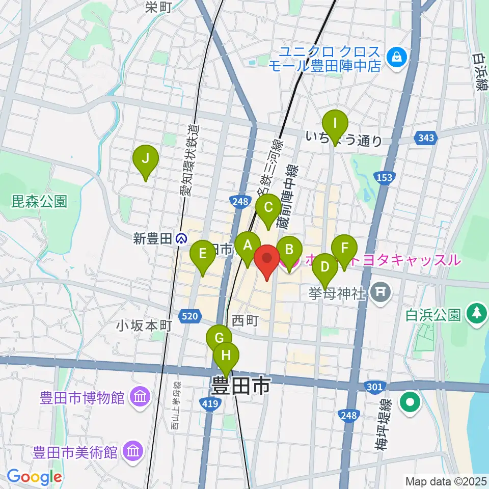 豊田市コンサートホール周辺のホテル一覧地図