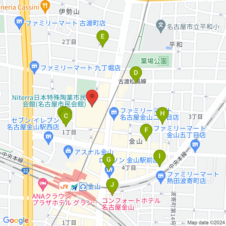 Niterra日本特殊陶業市民会館周辺のホテル一覧地図