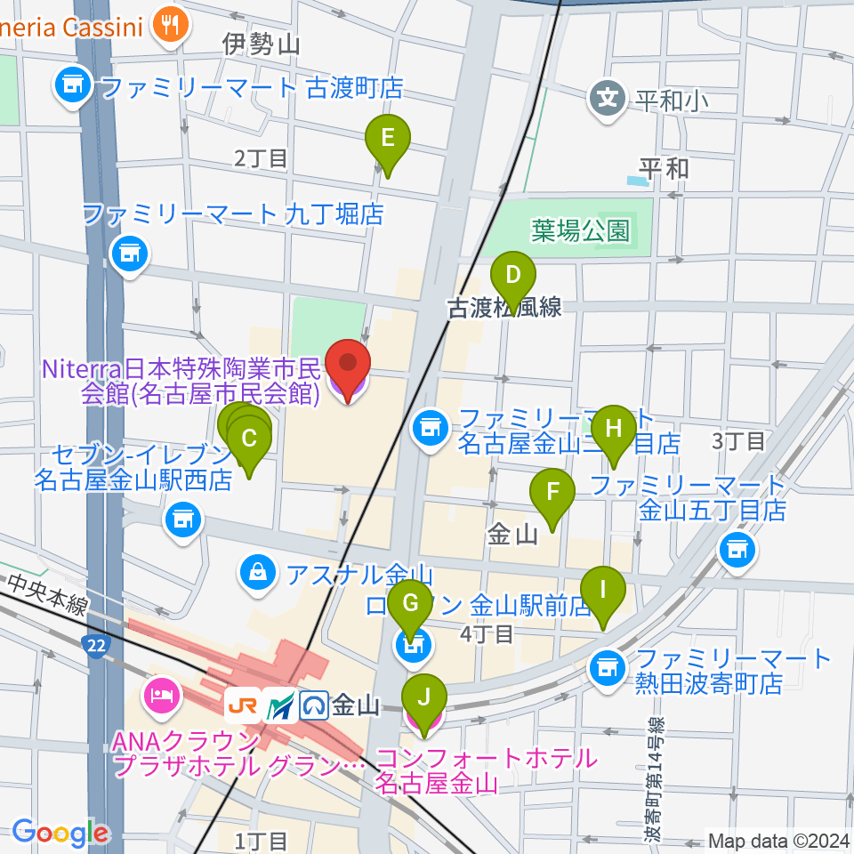 Niterra日本特殊陶業市民会館周辺のホテル一覧地図