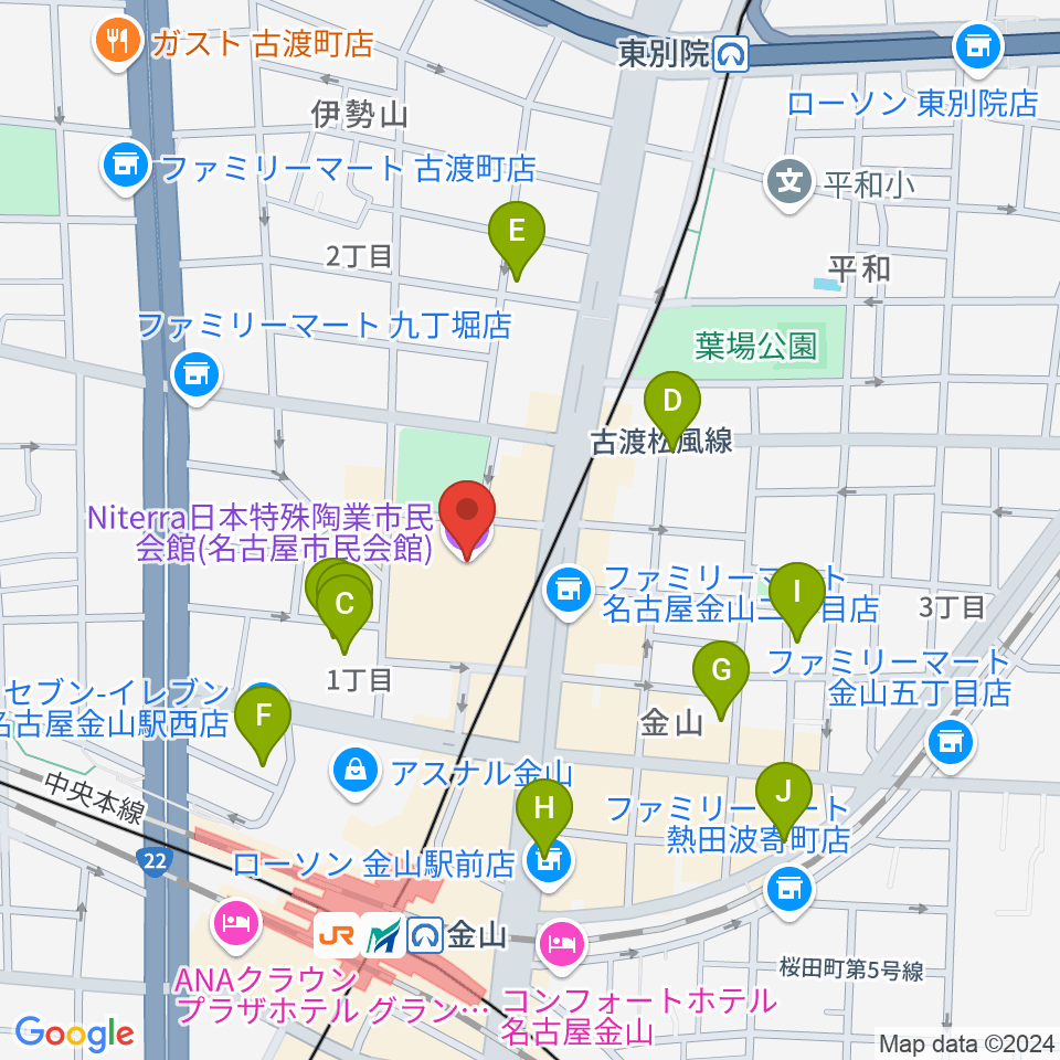 Niterra日本特殊陶業市民会館周辺のホテル一覧地図