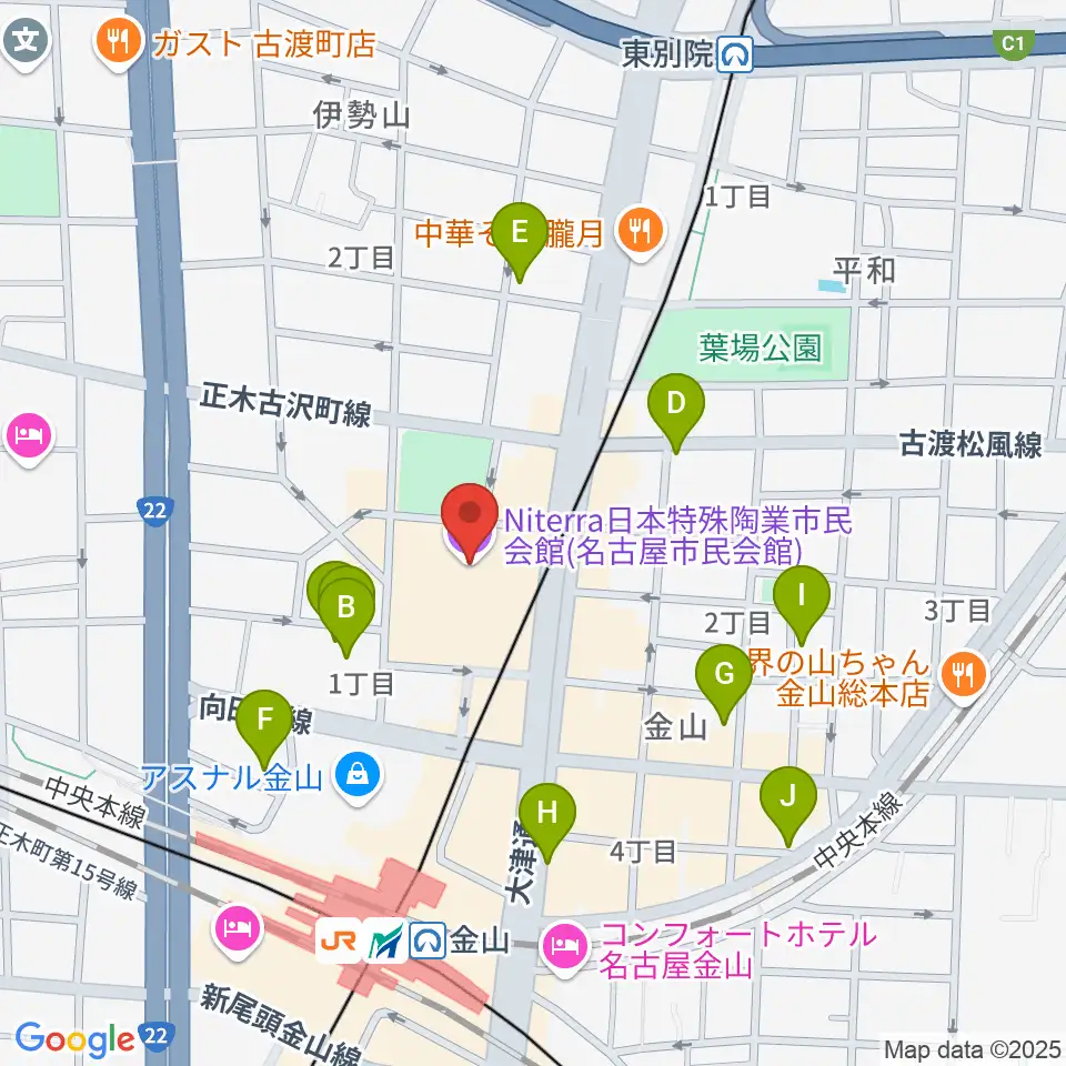 Niterra日本特殊陶業市民会館周辺のホテル一覧地図