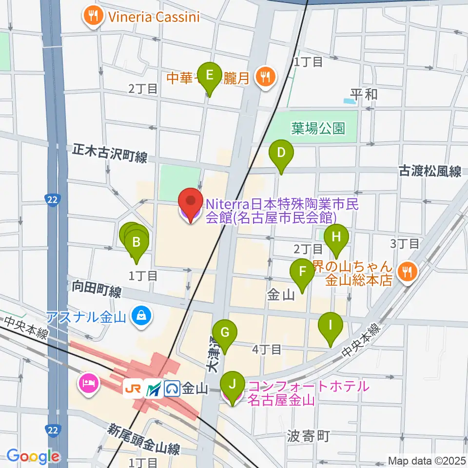 Niterra日本特殊陶業市民会館周辺のホテル一覧地図