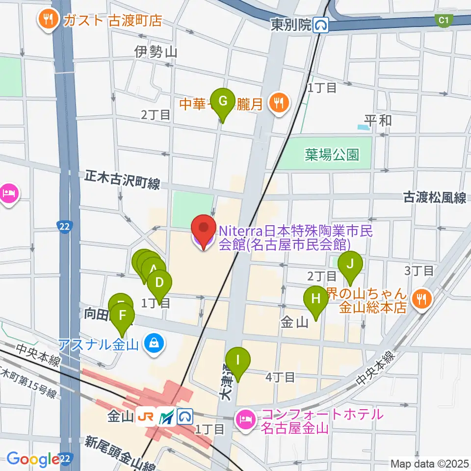 Niterra日本特殊陶業市民会館周辺のホテル一覧地図