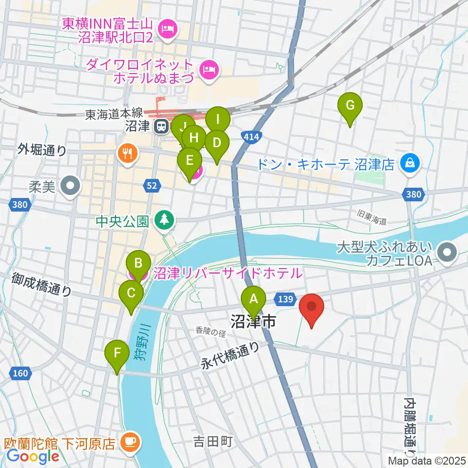 沼津市民文化センター周辺のホテル一覧地図