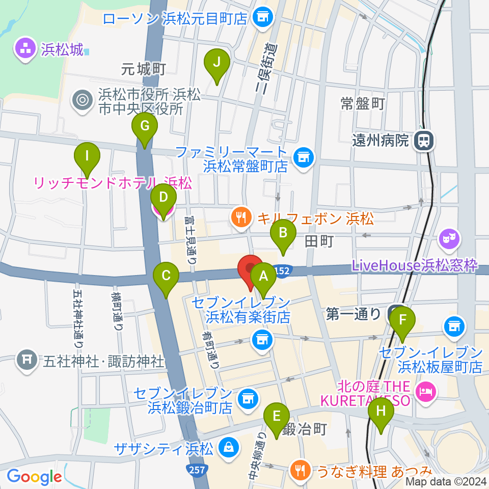 浜松FORCE周辺のホテル一覧地図