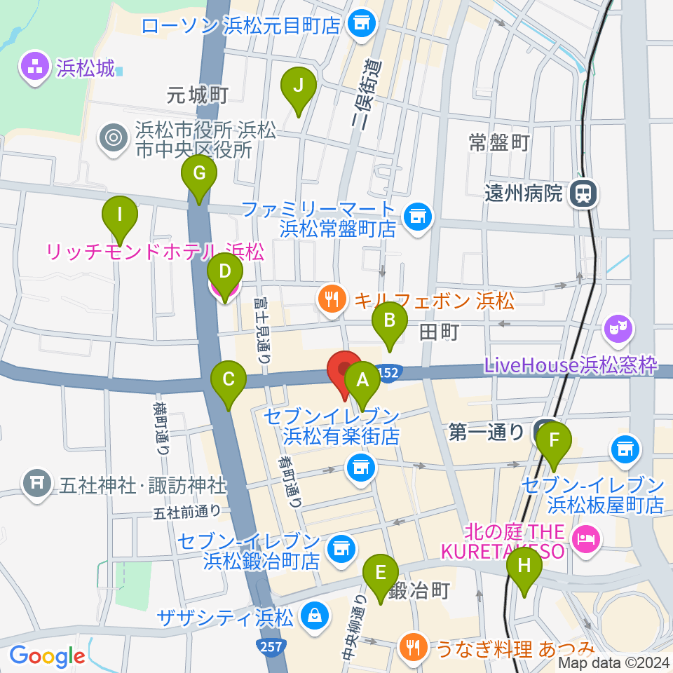 浜松FORCE周辺のホテル一覧地図