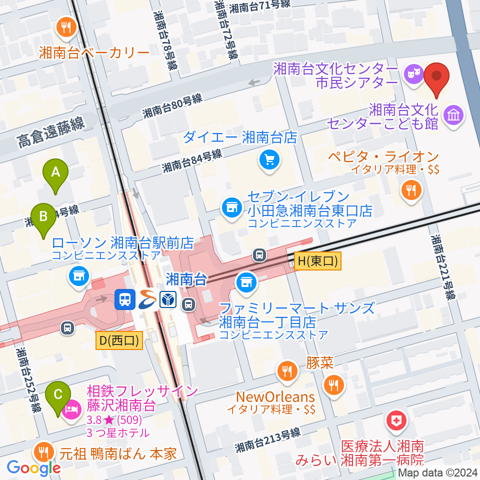 湘南台文化センターこども館周辺のホテル一覧地図