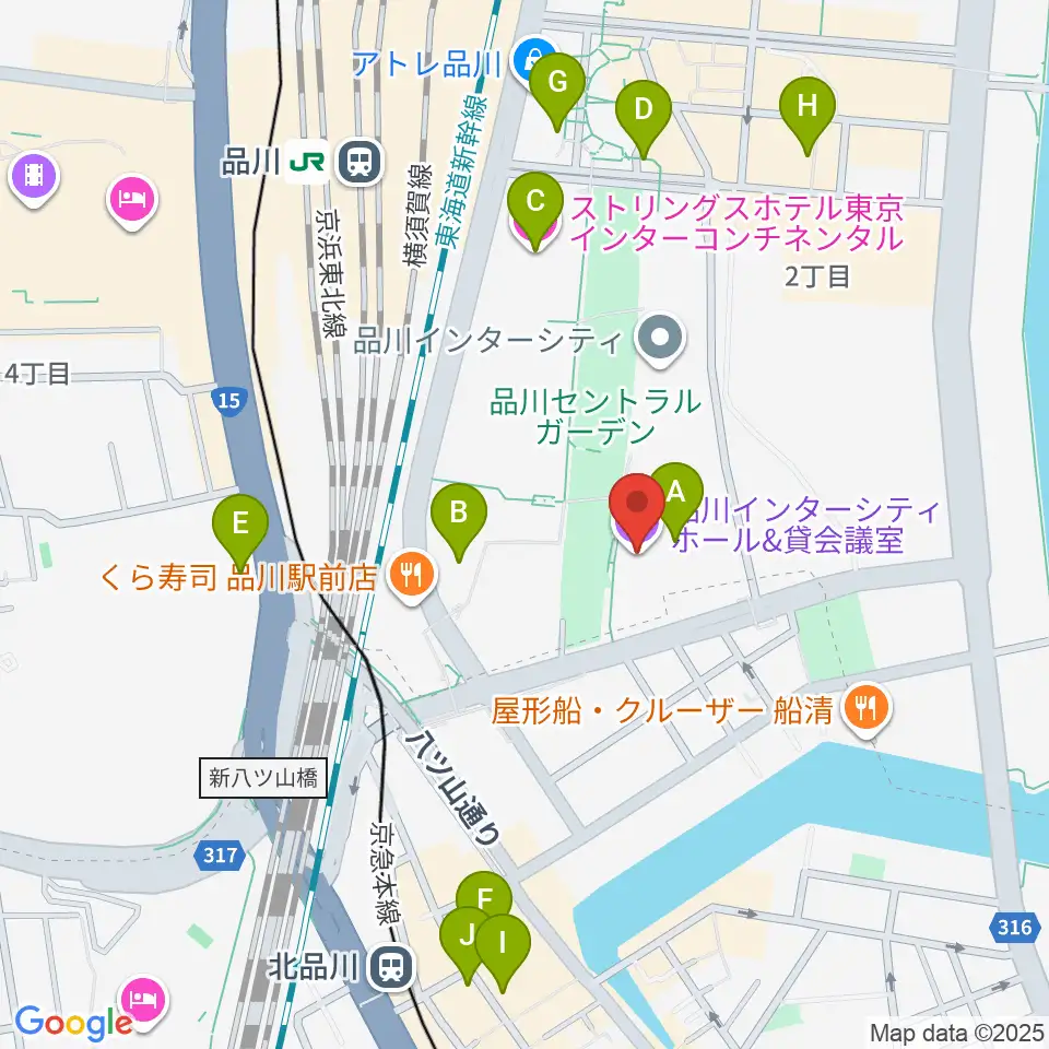 品川インターシティホール周辺のホテル一覧地図