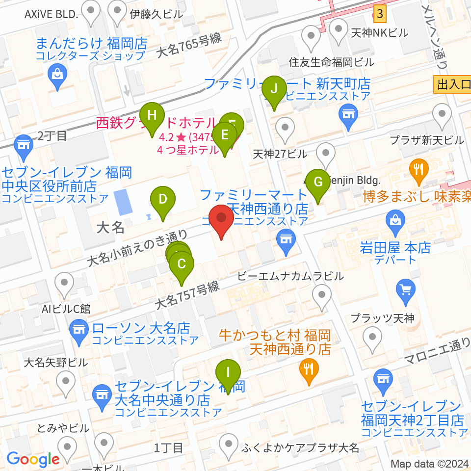 福岡天神ROOMS周辺のホテル一覧地図