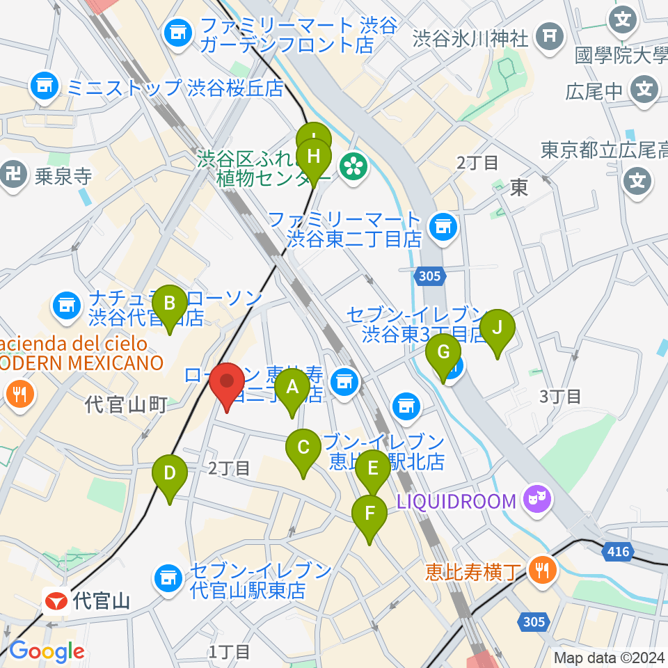 シアター代官山周辺のホテル一覧地図