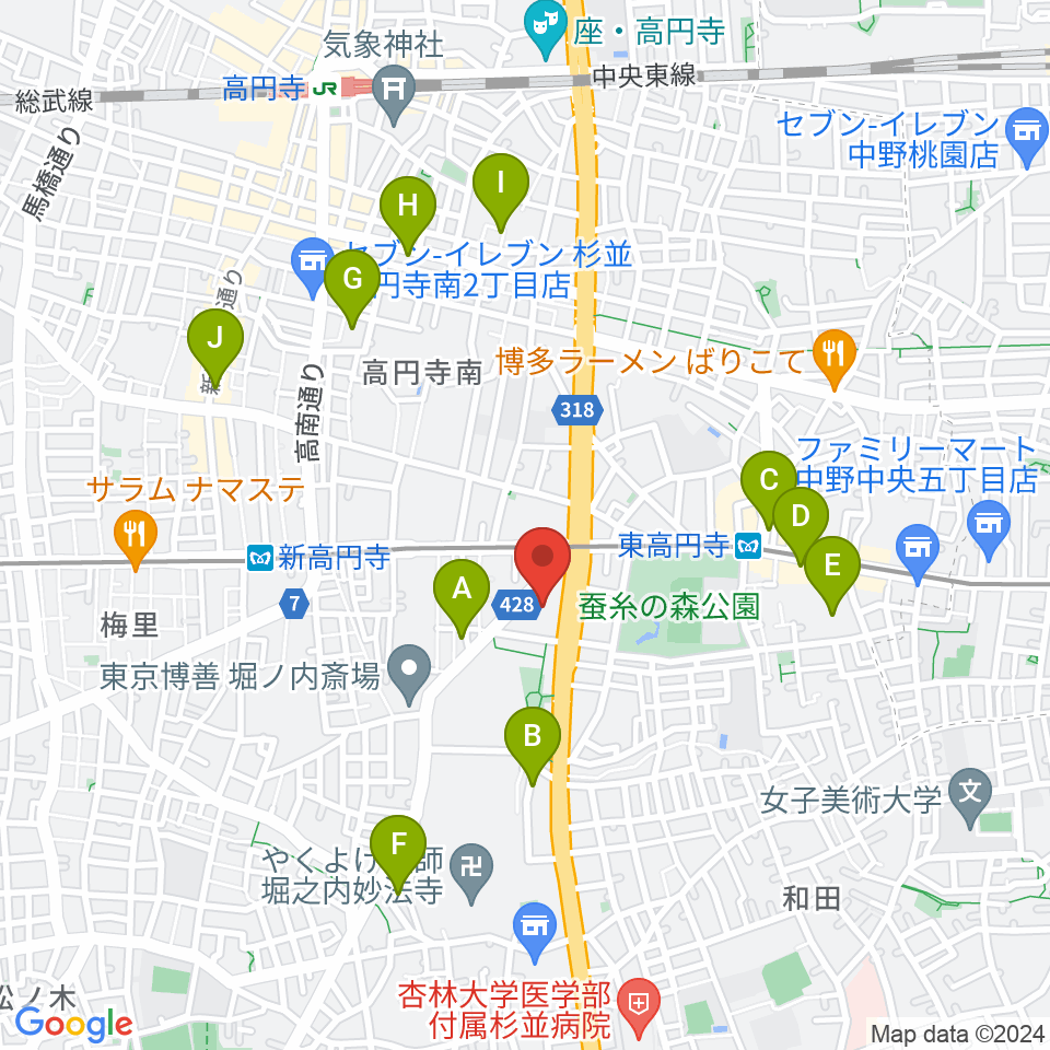 セシオン杉並周辺のホテル一覧地図