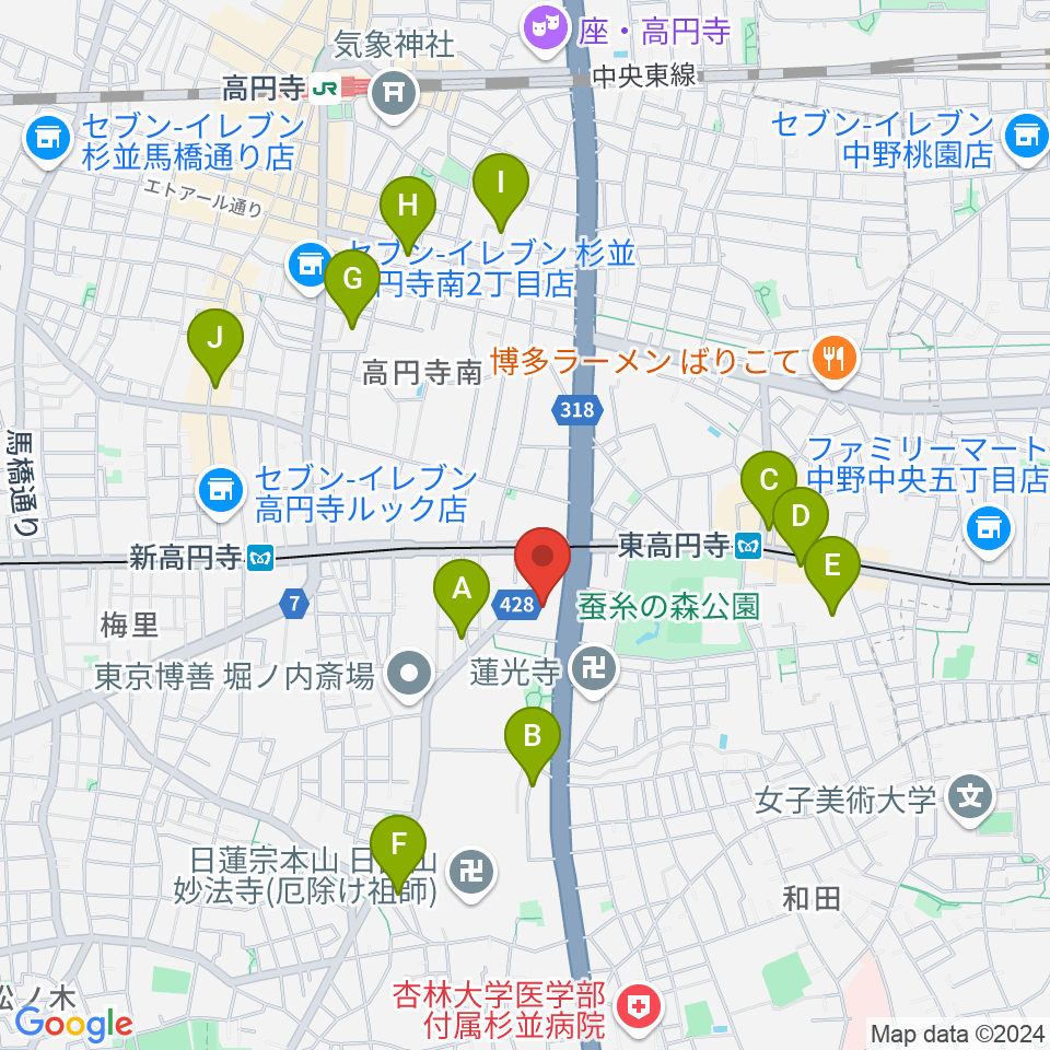 セシオン杉並周辺のホテル一覧地図